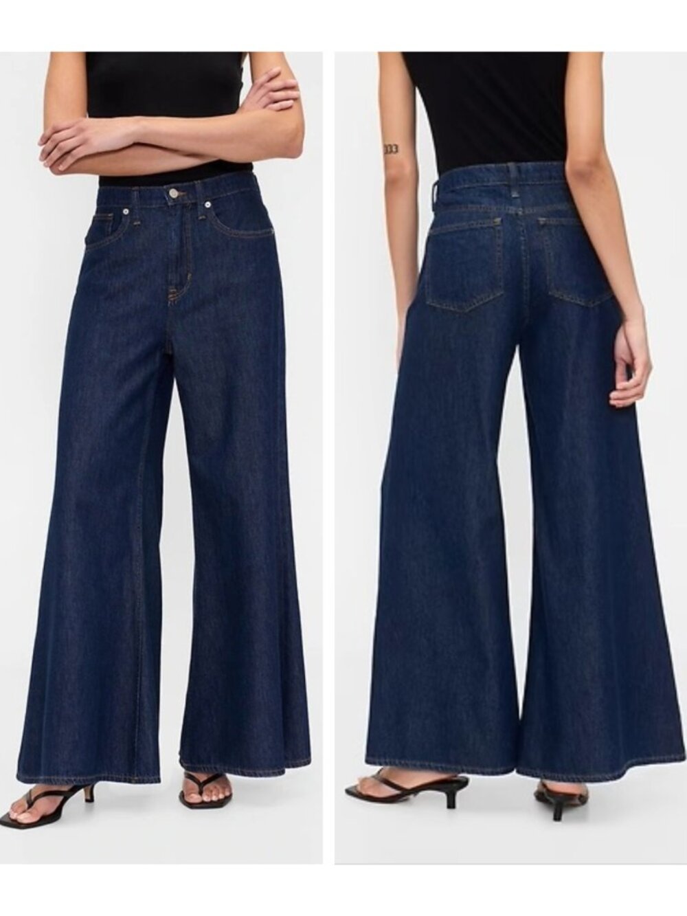GAP High Rise SuperLight Palazzo Jeans SZ 2/26 Dark Wash